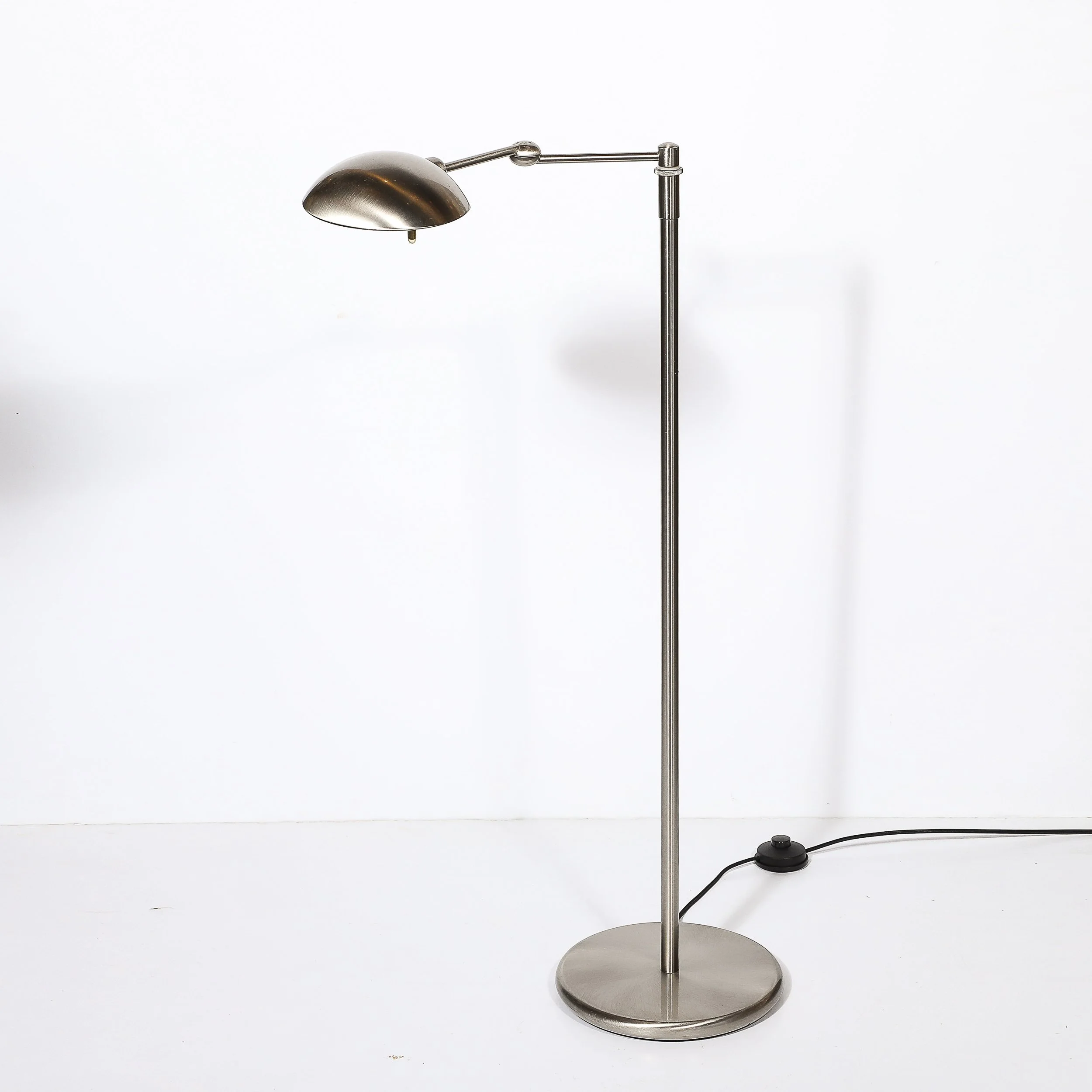 Mid-Century Modernist Adjustable Reading Lamp in Brushed Nickel